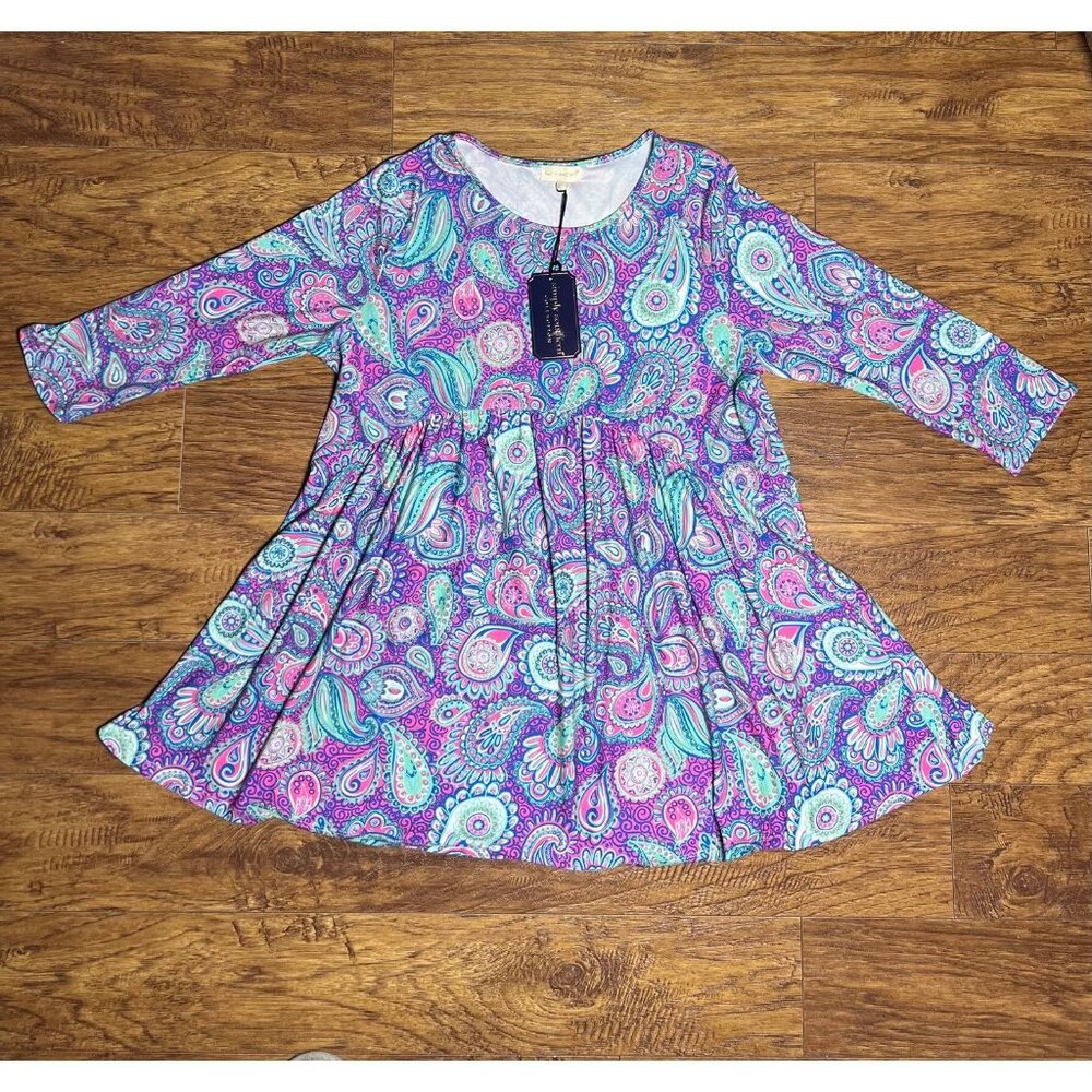 New Simply Southern 3/4 Sleeve Paisley Peplum Blouse Top Womens Size XL